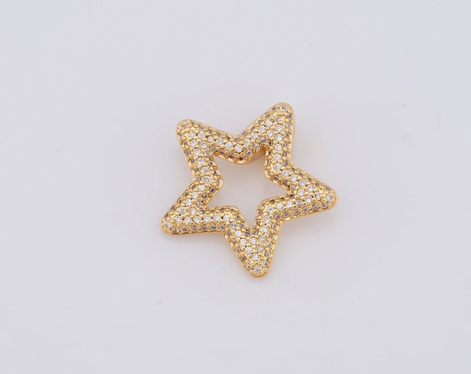 1 pcs Gold Star Pendant,18K Gold Filled CZ Star Charm,Star Charm DIY Bracelet Necklace Jewelry Making Findings Supply