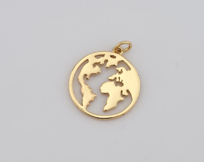 1 pcs Gold Earth Pendant,18K Gold Filled Earth Charm,Earth Charm DIY Bracelet Necklace Jewelry Making Findings Supply