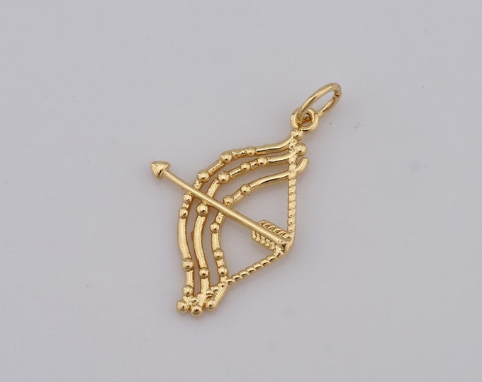 1 pcs Gold Bow and Arrow Pendant,18K Gold Filled Bow and Arrow Charm DIY Bracelet Necklace Jewelry Making Findings Supply