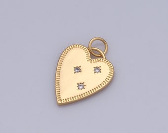 1 pcs Gold Star Pendant,18K Gold Filled Heart Charm,CZ Heart Charm DIY Bracelet Necklace Jewelry Making Findings Supply