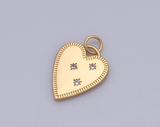 1 pcs Gold Star Pendant,18K Gold Filled Heart Charm,CZ Heart Charm DIY Bracelet Necklace Jewelry Making Findings Supply