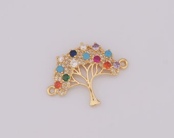 1 pcs Gold CZ Tree of Life Connector,18K Gold Filled Tree Connector,Tree Connector DIY Bracelet Necklace Jewelry Making Findings Supply