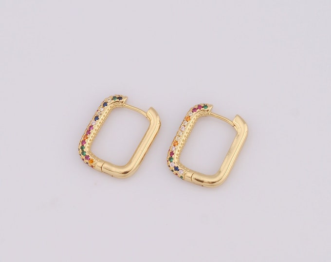 1 pair Gold CZ Hoop Earrings,18K Gold Filled Huggie Hoop Earrings,Hoop Earrings,Hypoallergenic Huggie Hoop,Gift for Her