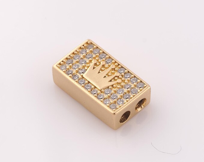 1 pcs 18K Gold Filled Crown Spacer Beads,Hollow Beads,Square Beads for DIY Jewelry Making Findings Supply