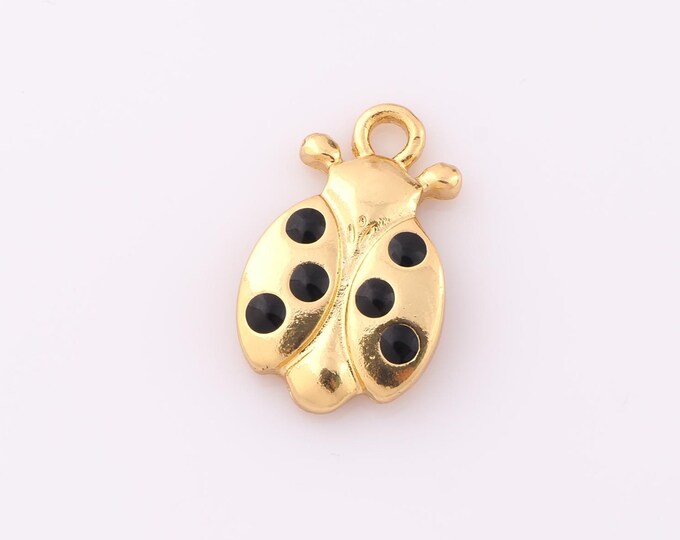 1 pcs Gold Ladybug Pendant,18K Gold Filled Insect Charm,Ladybug Charm DIY Bracelet Necklace Jewelry Making Findings Supply
