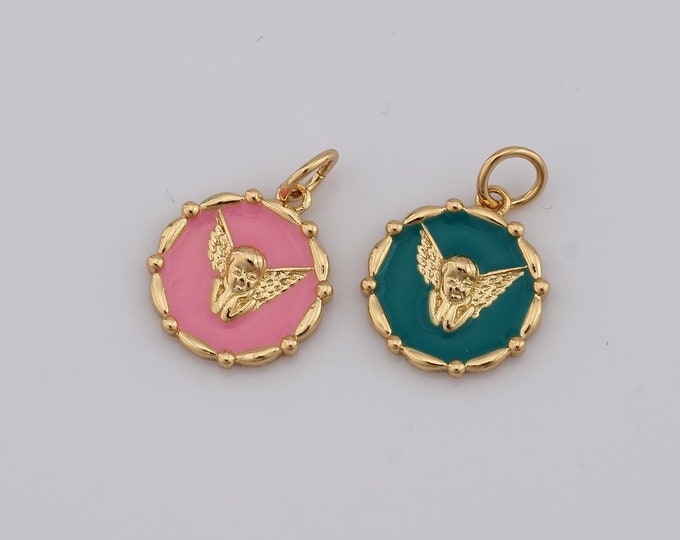 1 pcs Gold Angel Pendant,18K Gold Filled Angel Charm,Angel Charm DIY Bracelet Necklace Jewelry Making Findings Supply