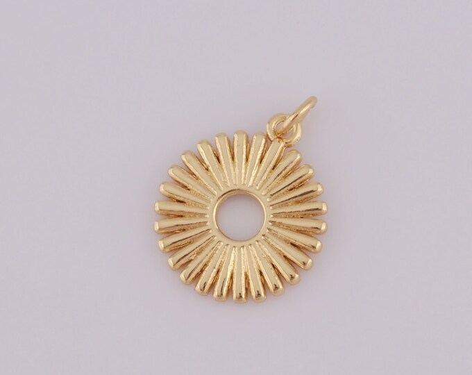 5 pcs Gold Round Pendant,18K Gold Filled Round Charm,Round Charm DIY Bracelet Necklace Jewelry Making Findings Supply