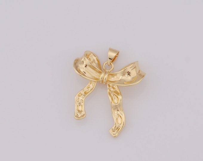 1 pcs Gold Bow Pendant,18K Gold Filled Photo Frame Charm,Heart Charm DIY Bracelet Necklace Jewelry Making Findings Supply