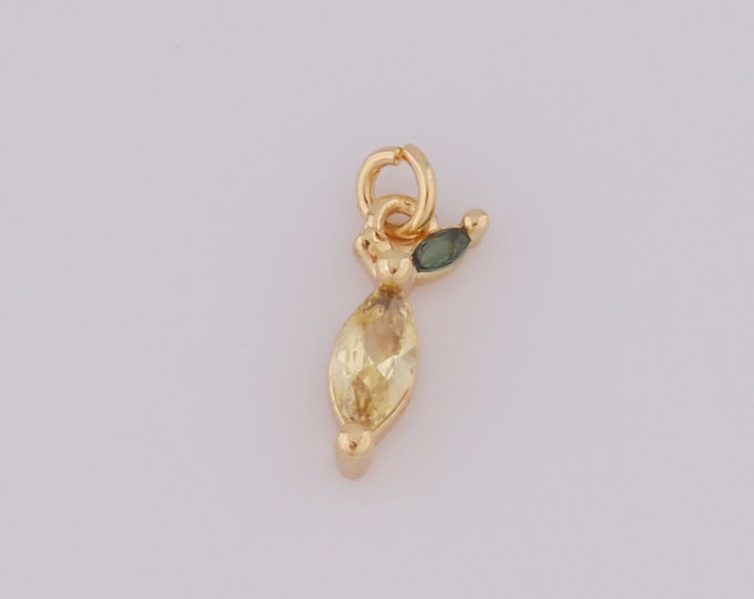 1 pcs Gold Mango Pendant,18K Gold Filled CZ Mango Charm,Mango Charm DIY Bracelet Necklace Jewelry Making Findings Supply