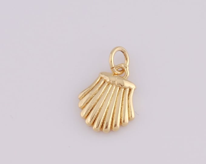 5 pcs Gold Shell Pendant,18K Gold Filled Shell Charm,Shell Charm DIY Bracelet Necklace Jewelry Making Findings Supply