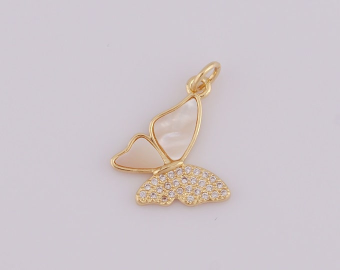 1 pcs Gold Butterfly Pendant,18K Gold Filled Fritillary Butterfly Charm,Butterfly Charm DIY Bracelet Necklace Jewelry Making Findings Supply