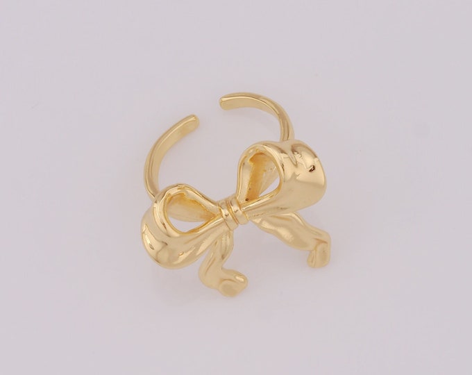 1 pcs Dainty Bow Rings,18K Gold Filled Thin Gold Rings,Open Rings,Gift for Her