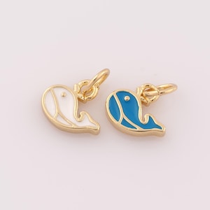 1 pieza de colgante de ballena de oro, dije de ballena relleno de oro de 18 quilates, dije de ballena esmaltado, suministros para hacer pulseras, collares y joyas