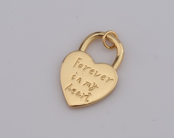 1 pcs Gold Heart Pendant,18K Gold Filled Letter Charm,Heart Charm DIY Bracelet Necklace Jewelry Making Findings Supply