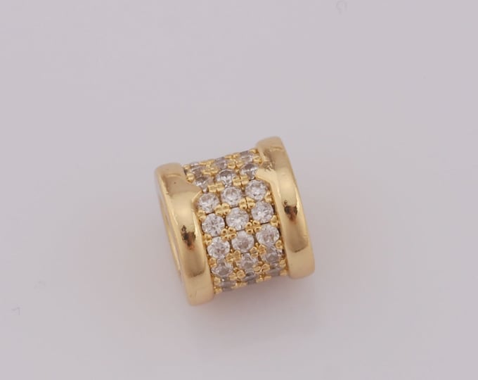 1 pcs 18K Gold Filled Large Hole Spacer Beads,Barrel Beads,Round Barrel Beads for DIY Jewelry Making Findings Supply