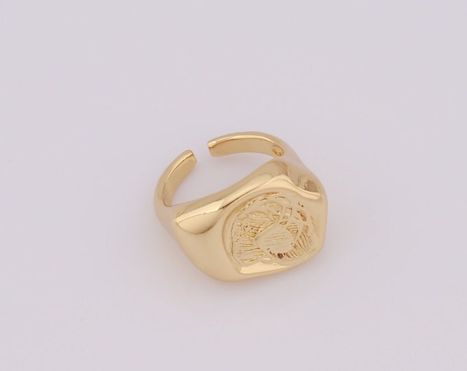 1 pcs Dainty Signet Rings,18K Gold Filled Open Rings,Thin Gold Rings,Gift for Her