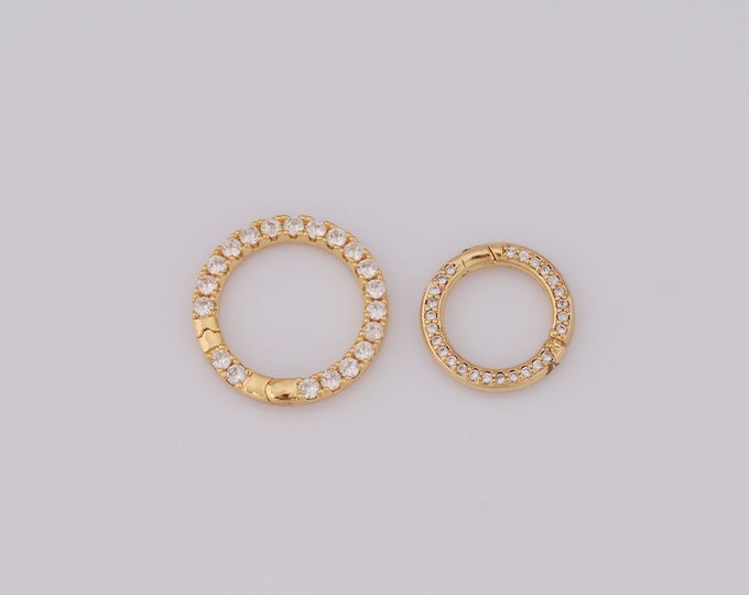 1 pcs Gold CZ Spring Clasp,18K Gold Filled Round Clasp,Spring Clasp for DIY Bracelet Necklace Jewelry Making Findings Supply
