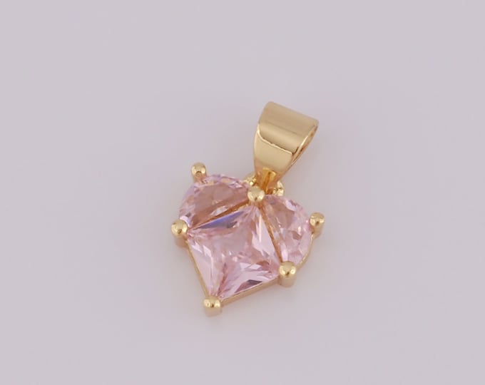1 pcs Gold CZ Heart Pendant,18K Gold Filled Heart Charm,Heart Charm DIY Bracelet Necklace Jewelry Making Findings Supply