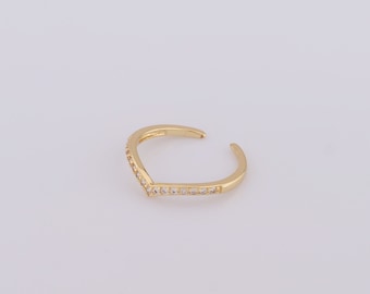1 pcs Dainty Gold Thin Gold Rings,18K Gold Filled CZ Thin Gold Rings,Open Rings,Gift for Her