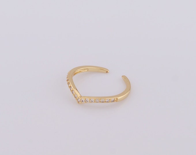 1 pcs Dainty Gold Thin Gold Rings,18K Gold Filled CZ Thin Gold Rings,Open Rings,Gift for Her