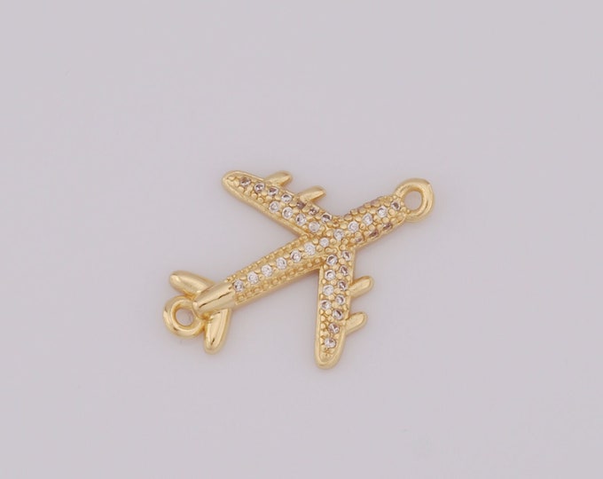 1 pcs Gold CZ Aircraft Connector,18K Gold Filled Aircraft Connector,Aircraft Connector DIY Bracelet Necklace Jewelry Making Findings Supply