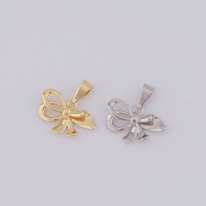 1 pcs Gold Bow Pendant,18K Gold Filled Bow Charm,Bow Charm DIY Bracelet Necklace Jewelry Making Findings Supply