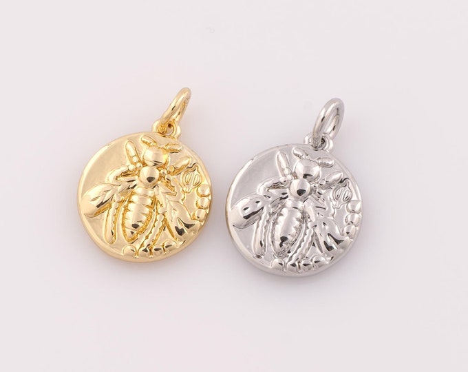 1 pcs Gold Bee Pendant,18K Gold Filled Bee Charm,Bee Charm DIY Bracelet Necklace Jewelry Making Findings Supply