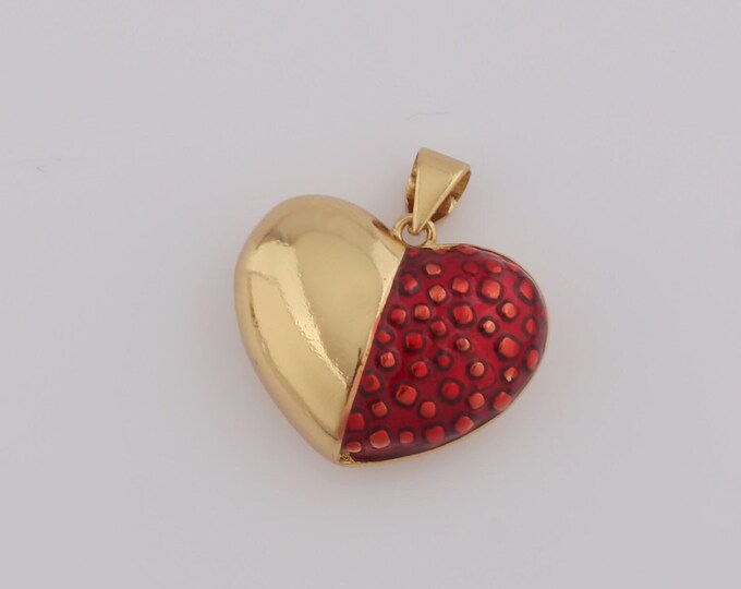 1 pcs Gold Heart Pendant,18K Gold Filled Heart Charm,Heart Charm DIY Bracelet Necklace Jewelry Making Findings Supply