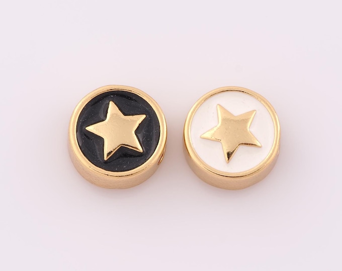 1 pcs 18K Gold Filled Enamel Star Spacer Beads,Star Beads Star Beads for DIY Jewelry Making Findings Supply
