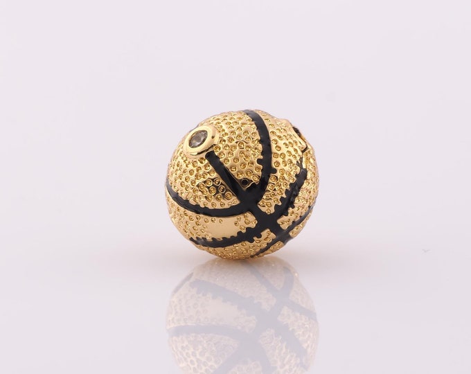 1 pcs 18K Gold Filled Basketball Spacer Beads,Ball Beads,Round Beads for DIY Jewelry Making Findings Supply