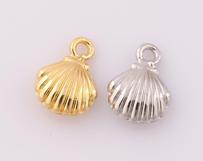 1 pcs Gold Shell Pendant,18K Gold Filled Shell Charm,Shell Charm DIY Bracelet Necklace Jewelry Making Findings Supply
