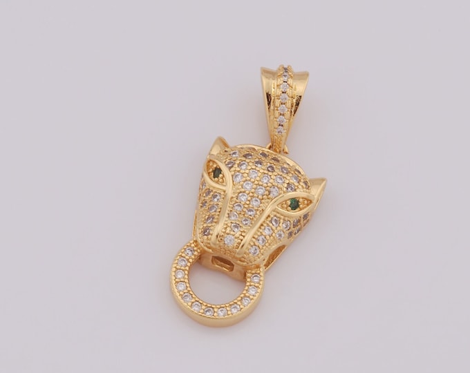 1 pcs Gold Leopard Pendant,18K Gold Filled CZ Leopard Charm,Leopard Charm DIY Bracelet Necklace Jewelry Making Findings Supply