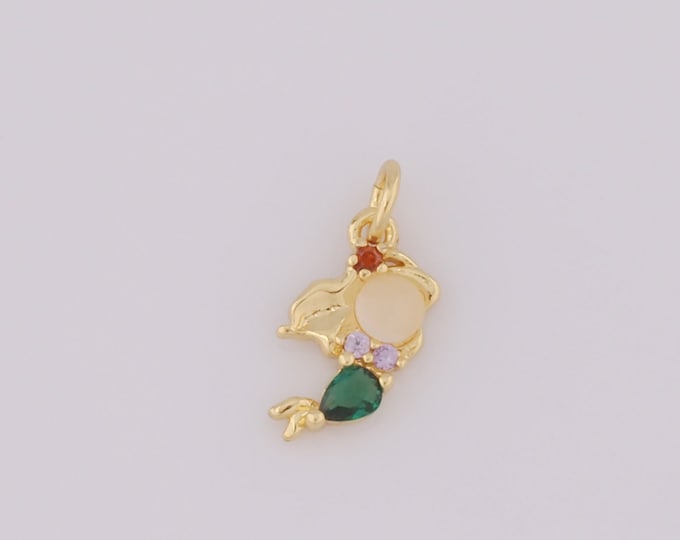 1 pcs Gold CZ Mermaid Pendant,18K Gold Filled Mermaid Charm,Mermaid Charm DIY Bracelet Necklace Jewelry Making Findings Supply