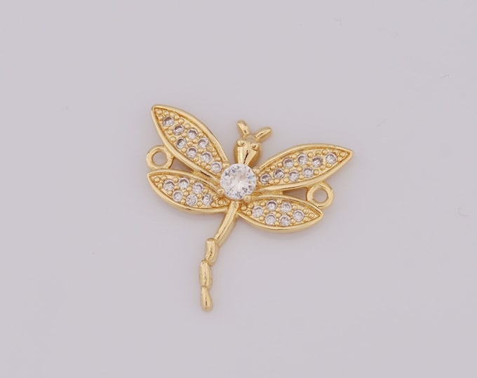 1 pcs Gold Dragonfly Connector,18K Gold Filled Dragonfly Connector,Dragonfly Connector DIY Bracelet Necklace Jewelry Making Findings Supply