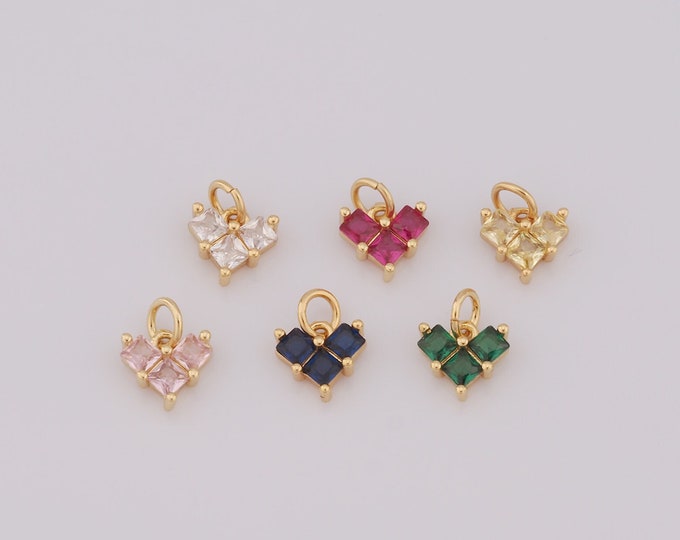 1 pcs Gold Heart Pendant,18K Gold Filled CZ Heart Charm,Heart Charm DIY Bracelet Necklace Jewelry Making Findings Supply