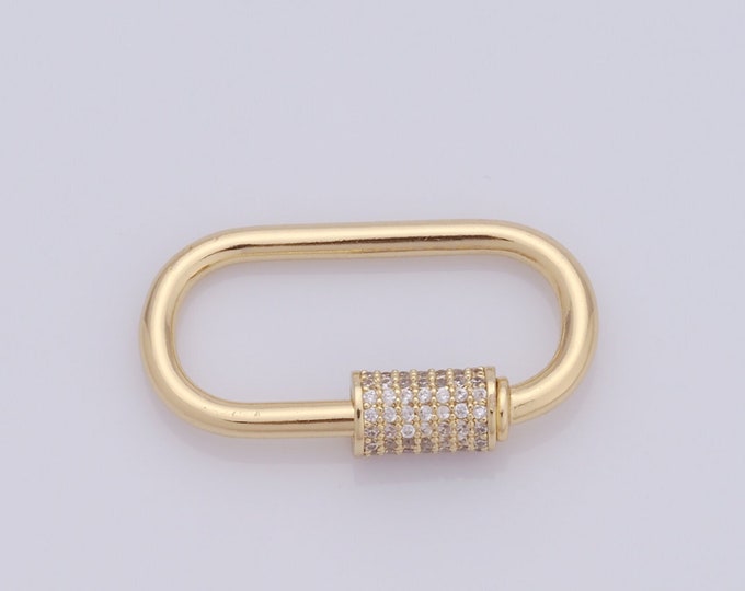1 pcs Gold Oval Screw Clasp,18K Gold Filled Carabiner Clasp,Screw Clasp for DIY Bracelet Necklace Jewelry Making Findings Supply