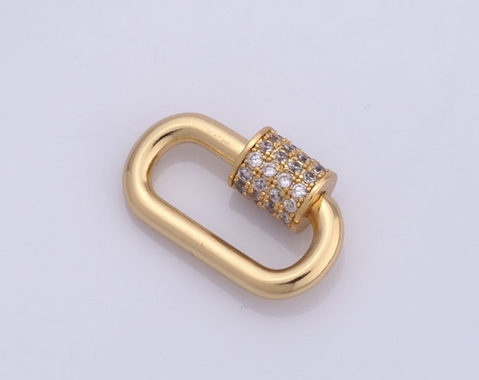 1 pcs Gold Oval Screw Clasp,18K Gold Filled Carabiner Clasp,Screw Clasp for DIY Bracelet Necklace Jewelry Making Findings Supply