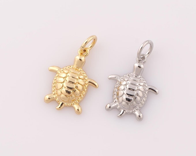 1 pcs Gold Turtle Pendant,18K Gold Filled Turtle Charm,Turtle Charm DIY Bracelet Necklace Jewelry Making Findings Supply