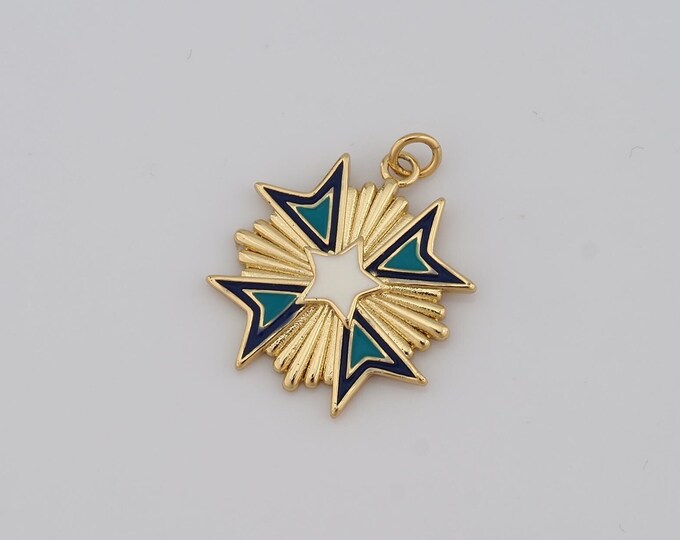 1 pcs Gold CZ Star Pendant,18K Gold Filled Star Charm,Star Charm DIY Bracelet Necklace Jewelry Making Findings Supply