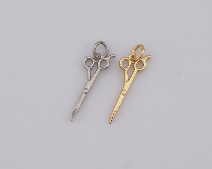 1 pcs Gold Scissors Pendant,18K Gold Filled Scissors Charm,Scissors Charm DIY Bracelet Necklace Jewelry Making Findings Supply