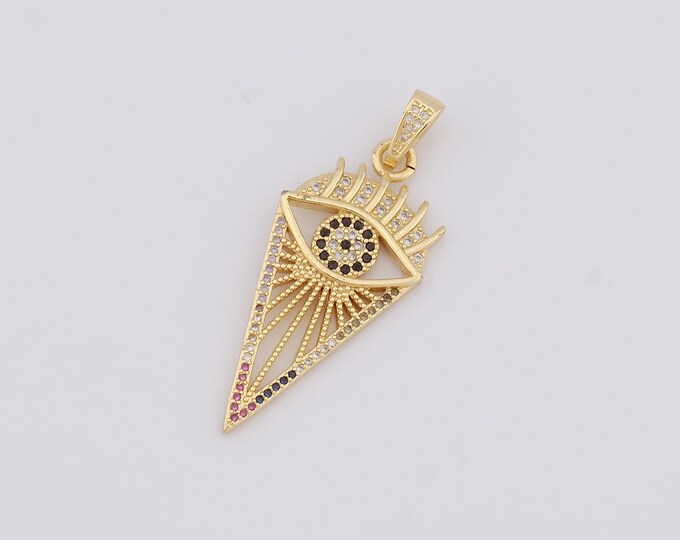 1 pcs Gold Evil Eye Pendant,18K Gold Filled CZ Devil Eye Charm,Animal Eye Charm DIY Bracelet Necklace Jewelry Making Findings Supply