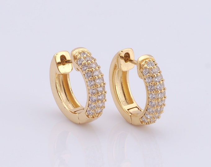 1 pair Gold Hoop Earrings,18K Gold Filled CZ Huggie Hoop Earrings,Hoop Earrings,Hypoallergenic Huggie Hoop,Gift for Her
