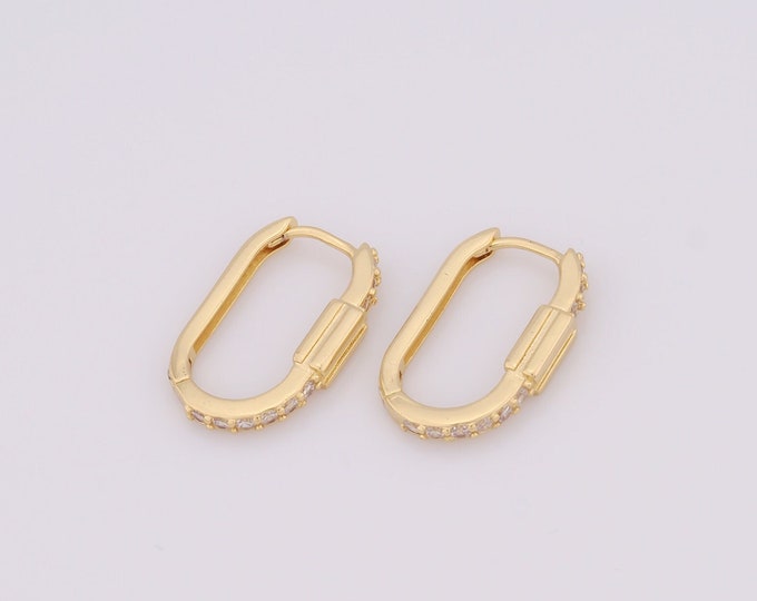 1 pair Gold CZ Hoop Earrings,18K Gold Filled Huggie Hoop Earrings,Hoop Earrings,Hypoallergenic Huggie Hoop,Gift for Her