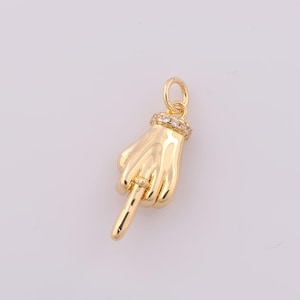 1 pcs Gold Hand Pendant,18K Gold Filled CZ Gesture Charm,Hand Charm DIY Bracelet Necklace Jewelry Making Findings Supply