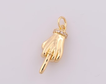 1 pcs Gold Hand Pendant,18K Gold Filled CZ Gesture Charm,Hand Charm DIY Bracelet Necklace Jewelry Making Findings Supply
