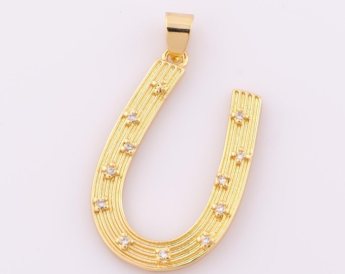1 pcs Gold CZ U Pendant,18K Gold Filled U Charm,U Charm,DIY Bracelet Necklace Jewelry Making Findings Supply