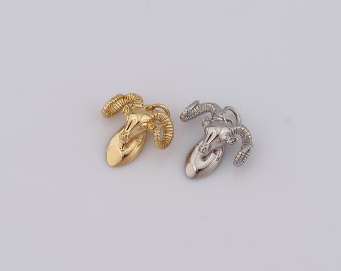 1 pcs Gold Sheep Head Pendant,18K Gold Filled Sheep Head Charm,Sheep Head Charm DIY Bracelet Necklace Jewelry Making Findings Supply