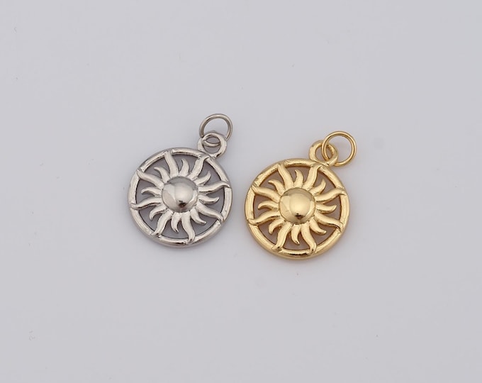 1 pcs Gold Sun Pendant,18K Gold Filled Sun Charm,Sun Charm DIY Bracelet Necklace Jewelry Making Findings Supply