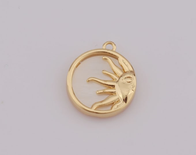 1 pcs Gold Sun Pendant,18K Gold Filled Fritillary Sun Charm,Sun Charm DIY Bracelet Necklace Jewelry Making Findings Supply