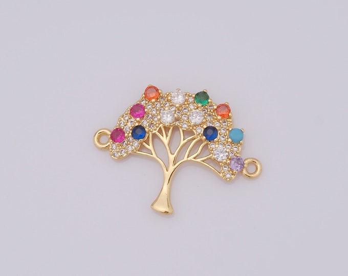 1 pcs Gold Tree of Life Connector,18K Gold Filled CZ Tree Connector,Tree Connector DIY Bracelet Necklace Jewelry Making Findings Supply